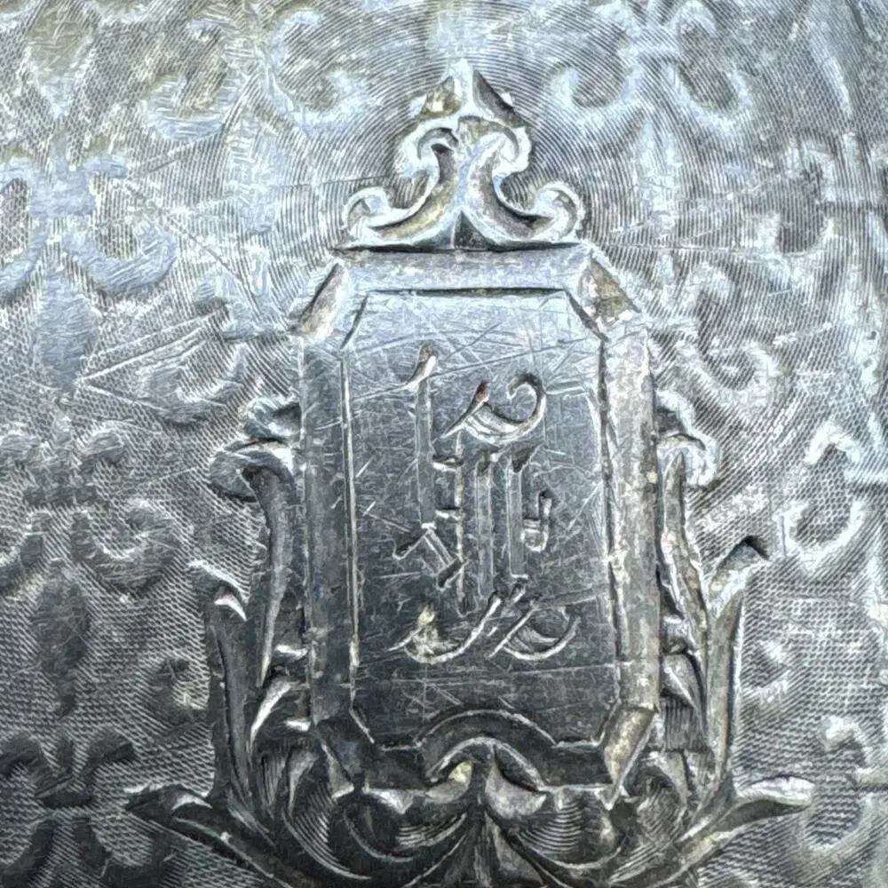 Vtg Art Deco WADSWORTH Quality Flour De Lis Sterling Silver Belt Buckle Monogram